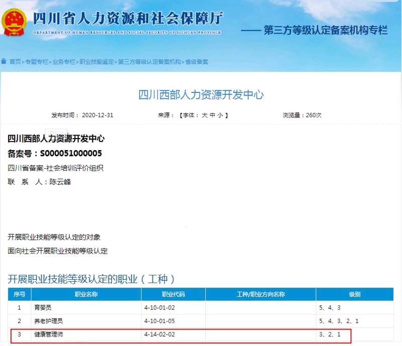 四川人社部2021年颁发的健康管理师证书有那些认定机构3